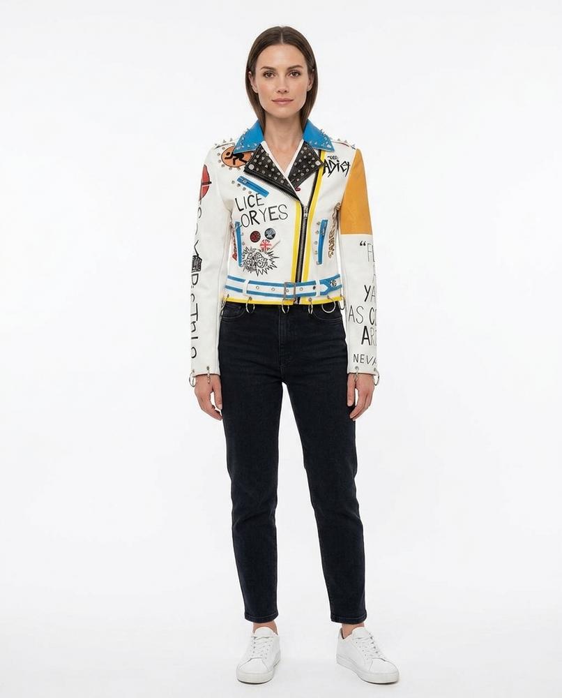 Nord Wear - Romon | Printed Studded Leather Jacket Women