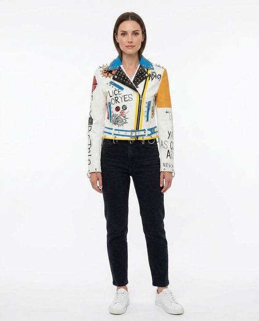 Nord Wear - Romon | Printed Studded Leather Jacket Women