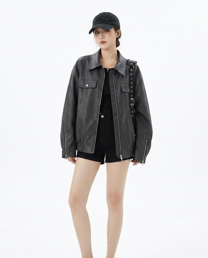 Nord Wear - Sasen | Oversized Zip-Up Leather Jacket Women