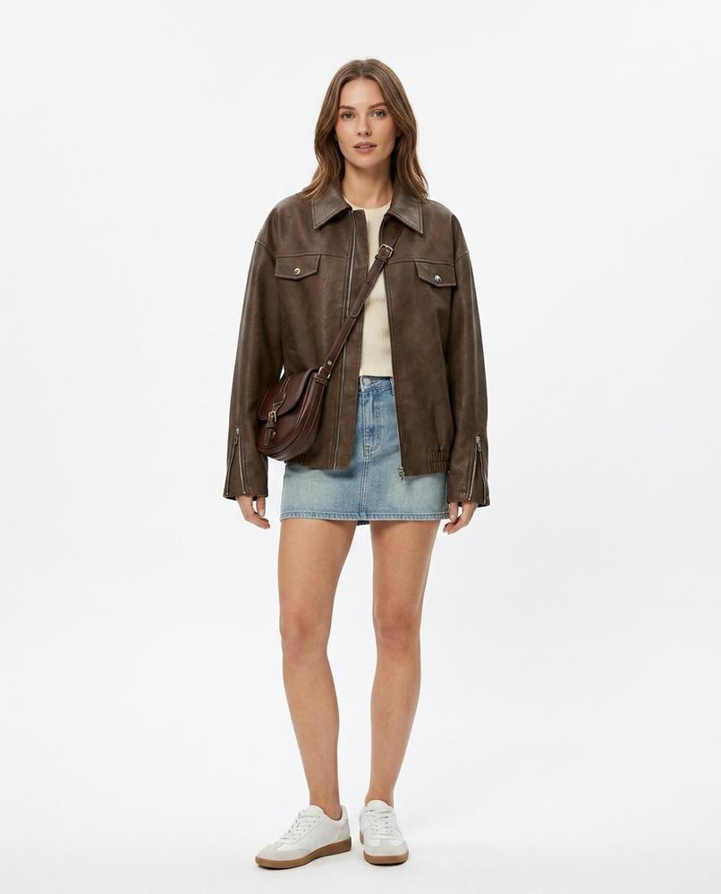 Nord Wear - Sasen | Oversized Zip-Up Leather Jacket Women