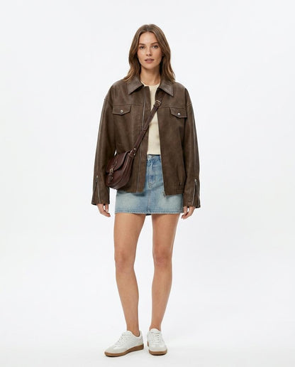 Nord Wear - Sasen | Oversized Zip-Up Leather Jacket Women