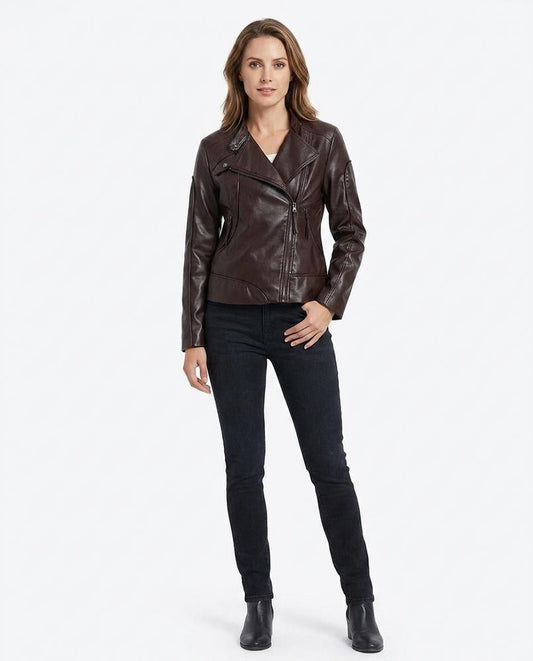 Nord Wear - Lylen | Asymmetrical Fitted Leather Jacket Women