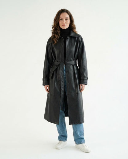 Nord Wear - Comin | Faux Leather Belted Coat Women