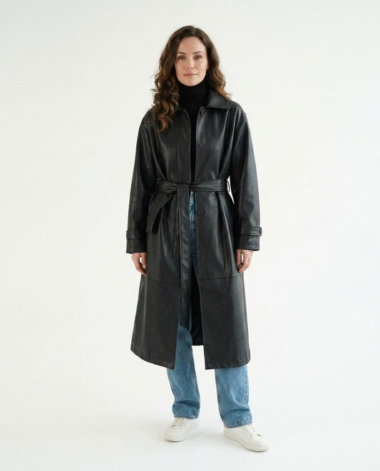 Nord Wear - Comin | Faux Leather Belted Coat Women