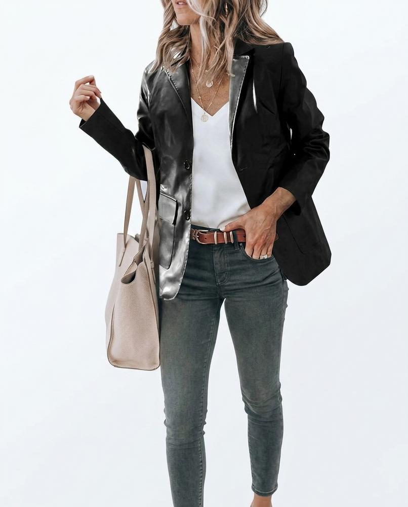 Nord Wear - Alrel | Faux Leather Single-Breasted Blazer Women