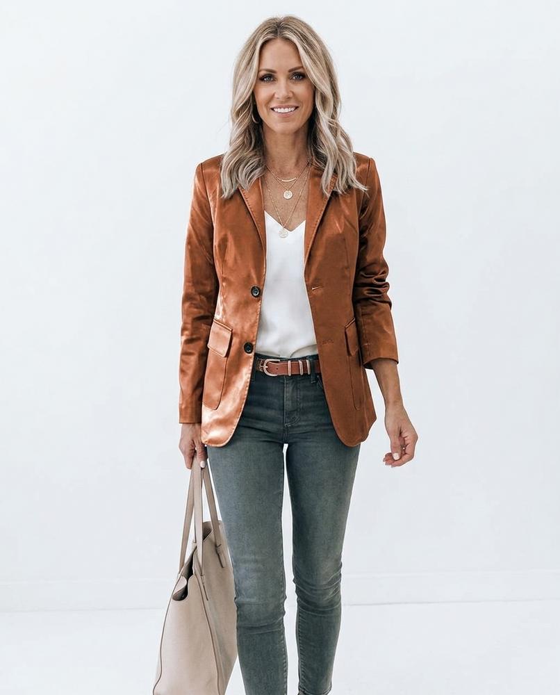 Nord Wear - Alrel | Faux Leather Single-Breasted Blazer Women