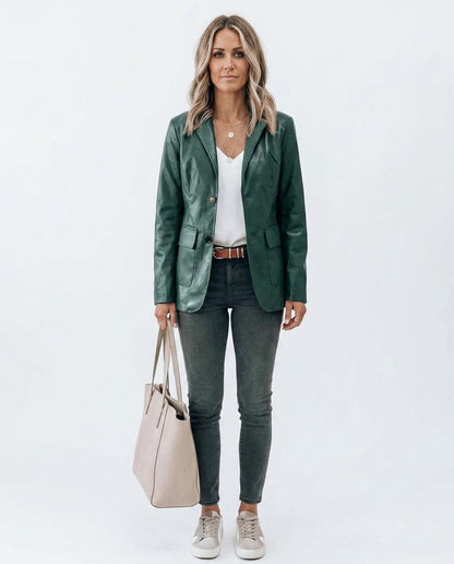 Nord Wear - Alrel | Faux Leather Single-Breasted Blazer Women