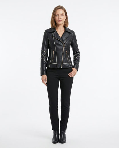 Nord Wear - Alran | Piped Fitted Leather Jacket Women