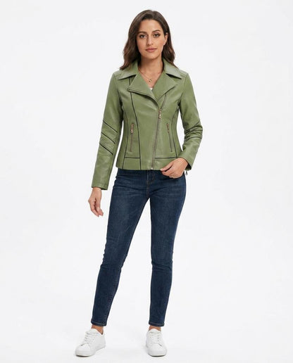 Nord Wear - Alran | Piped Fitted Leather Jacket Women
