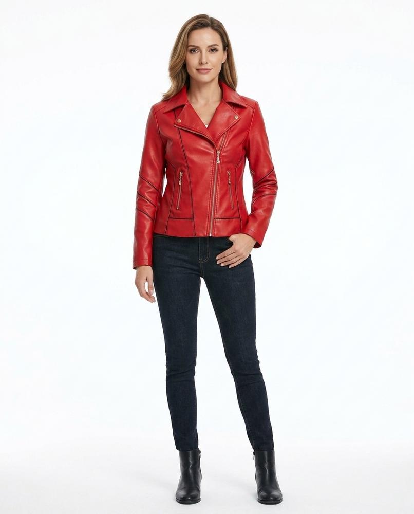 Nord Wear - Alran | Piped Fitted Leather Jacket Women