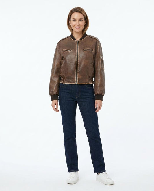 Nord Wear - Laren | Distressed Zip-Up Leather Jacket Women