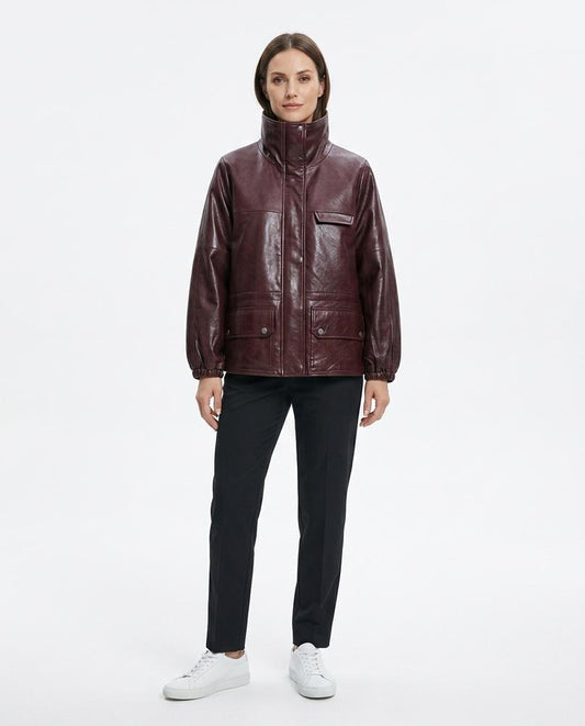 Nord Wear - Mimir | High-Neck Faux-Leather Jacket Women
