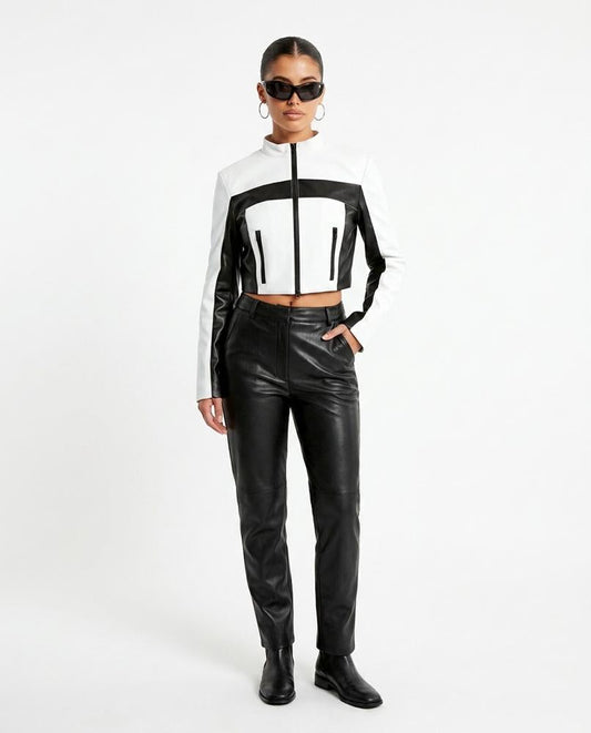 Nord Wear - Datir | Cropped Color-Block Leather Jacket Women