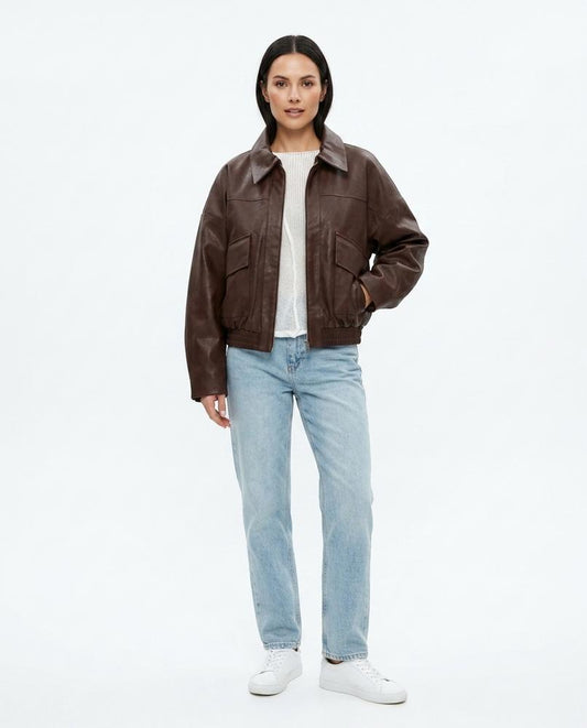 Nord Wear - Lakar | Faux-Leather Loose-Fit Leather Jacket Women