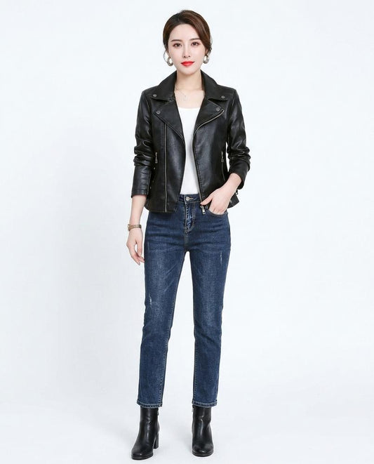 Nord Wear - Nover | Asymmetrical Slim-Fit Leather Jacket Women