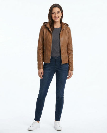 Nord Wear - Ronor | Hooded Fitted Leather Jacket Women