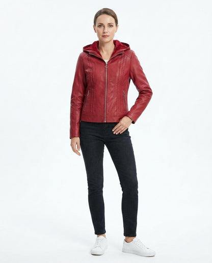 Nord Wear - Ronor | Hooded Fitted Leather Jacket Women