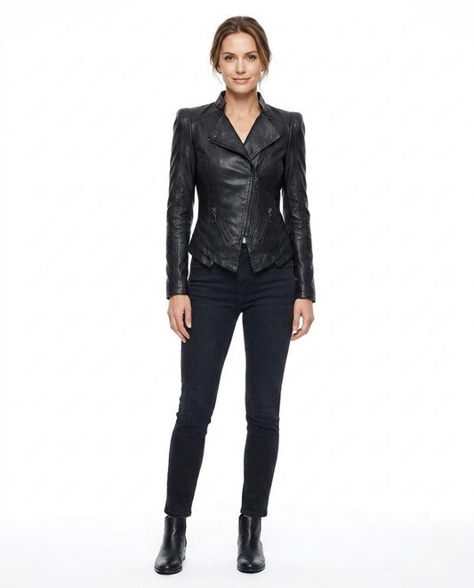 Nord Wear - Tihal | Asymmetrical Fitted Leather Jacket Women